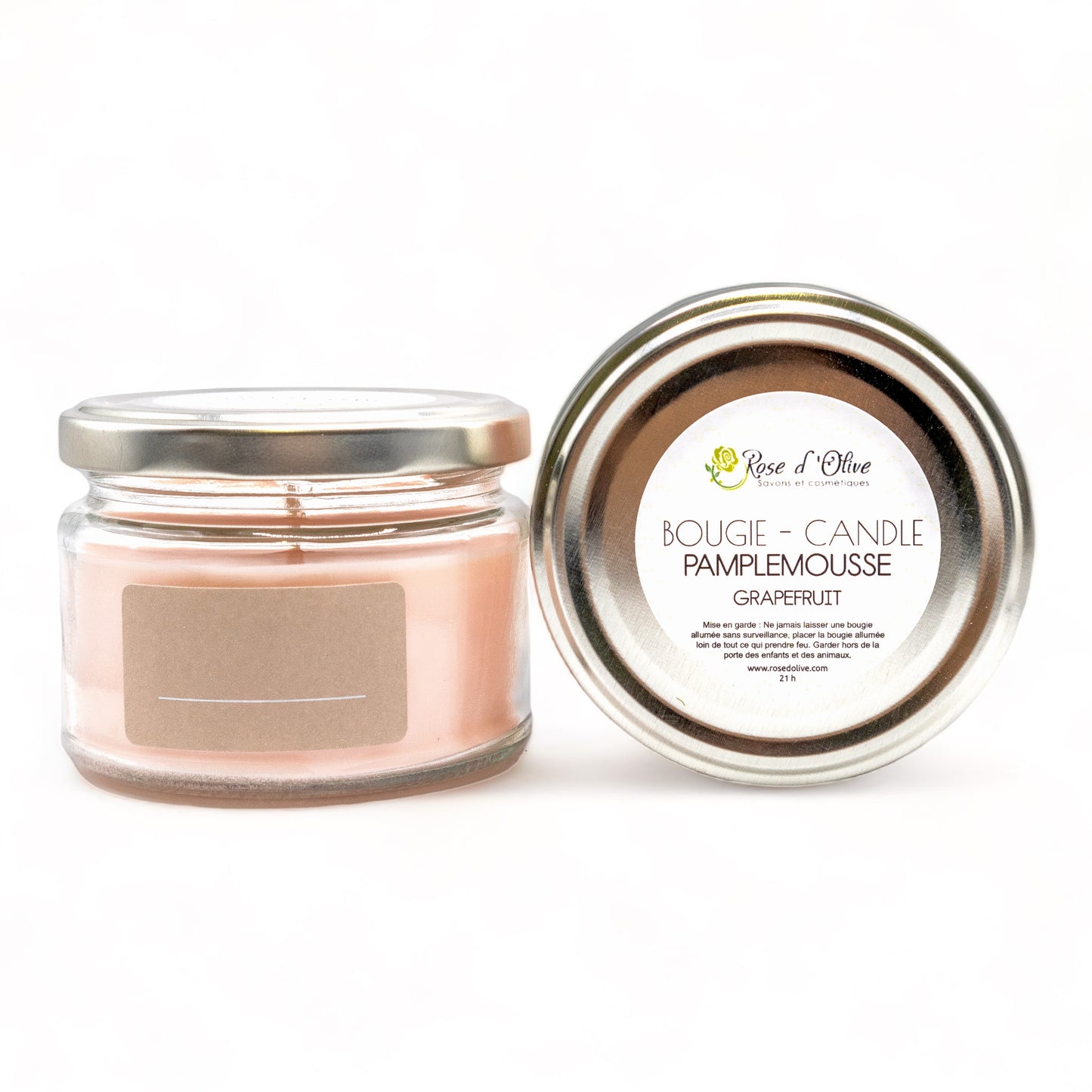 bougie de soja pamplemousse Rose d'olive
