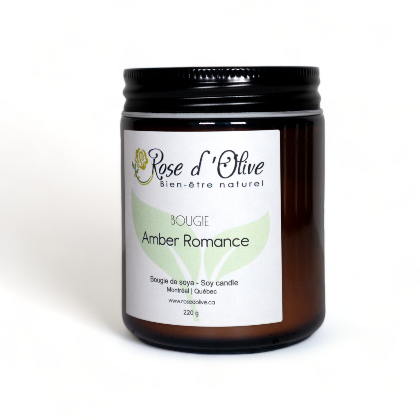 Bougie soya Candle Soy Organic Amber Romance d'Olive