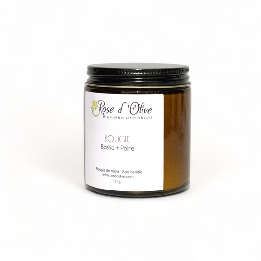 Bougie soya Candle Soy Organic Basilic et Poire Rose d'Olive