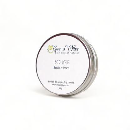 Bougie soya Candle Soy Organic Basilic et Poire Rose d'Olive