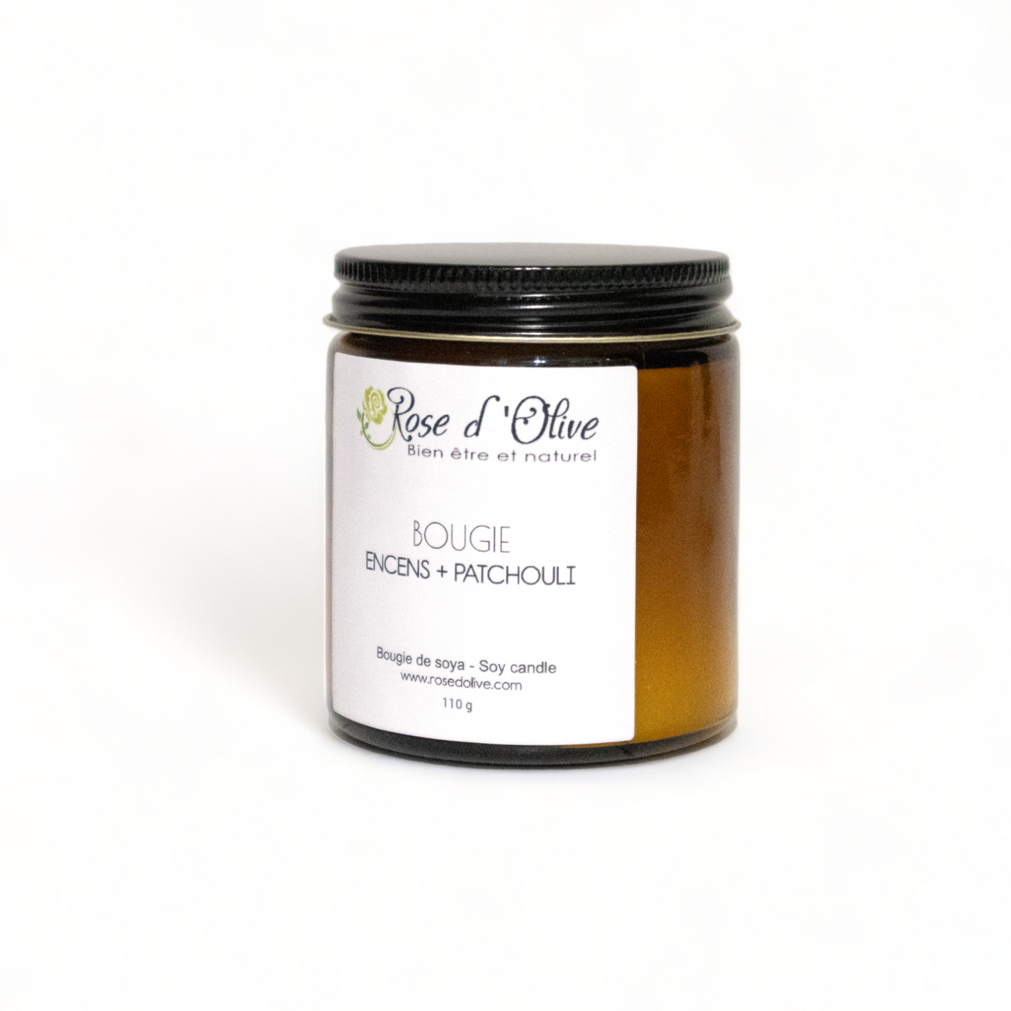 Bougie soya Candle Soy Organic Encens et Patchouli Rose d'Olive