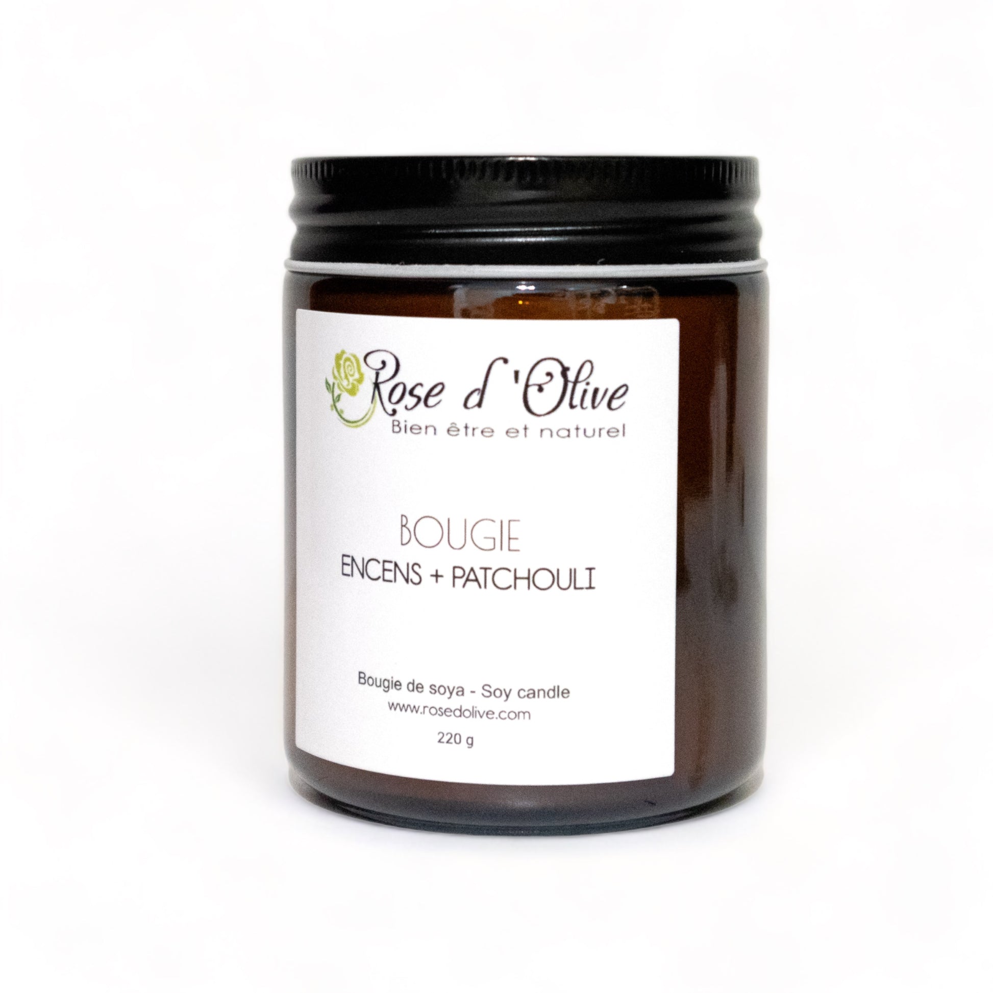 Bougie soya Candle Soy Organic Encens et Patchouli Rose d'Olive