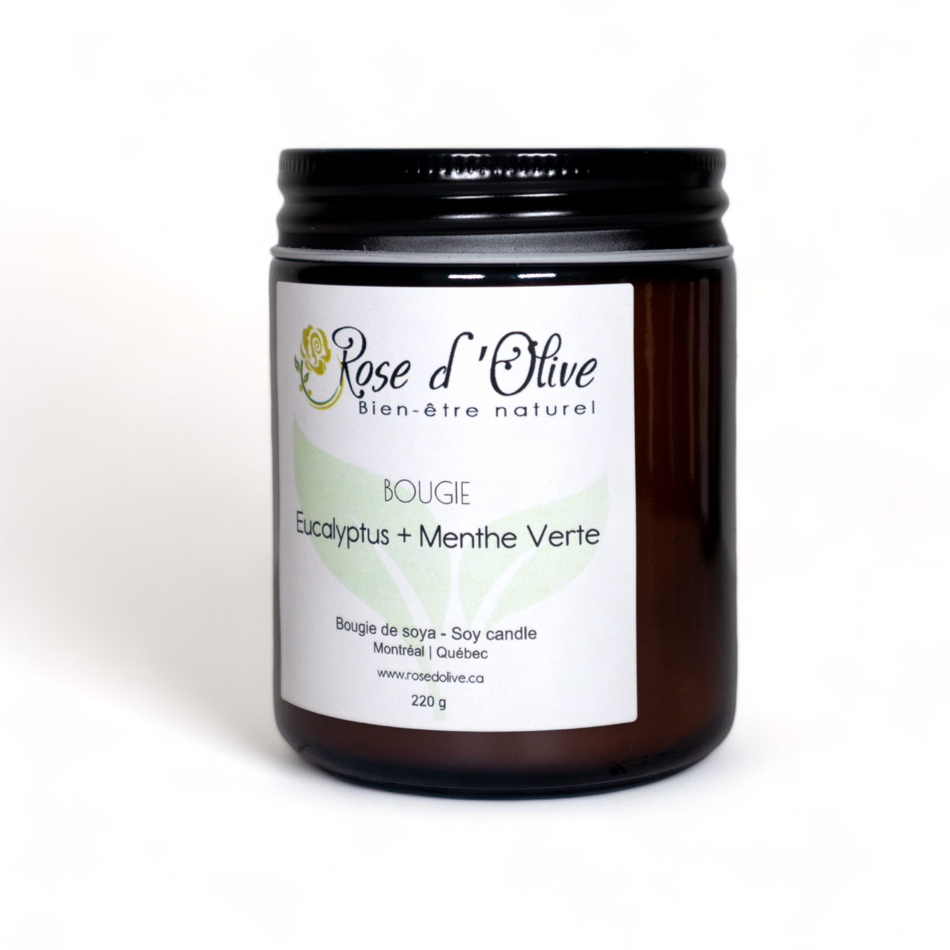 Bougie soya Candle Soy Organic Eucalyptus et Menthe Verte Rose d'Olive