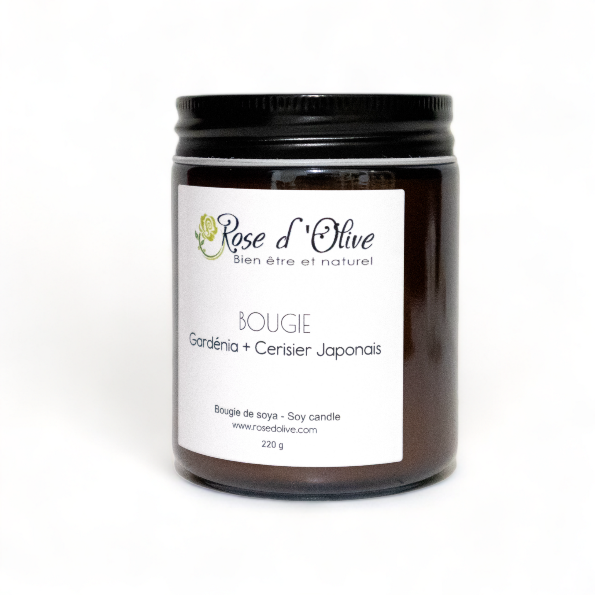 Bougie soya Candle Soy Organic Gardénia et Cerisier Japonaise Rose d'Olive