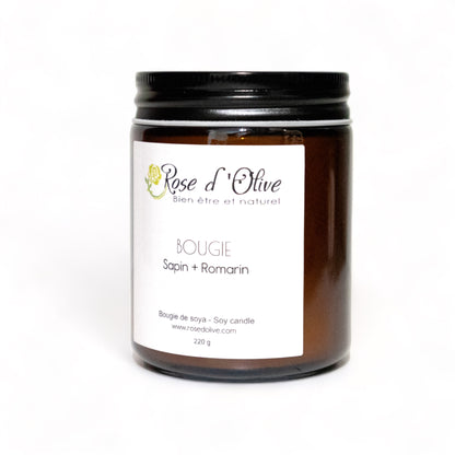 Bougie soya Candle Soy Organic Sapin et Romarin Rose d'Olive