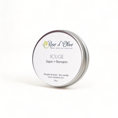 Bougie soya Candle Soy Organic Sapin et Romarin Rose d'Olive