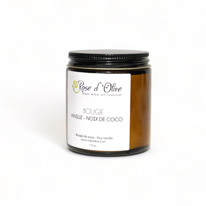 Bougie soya Candle Soy Organic Vanille et Noix de Coco Rose d'Olive