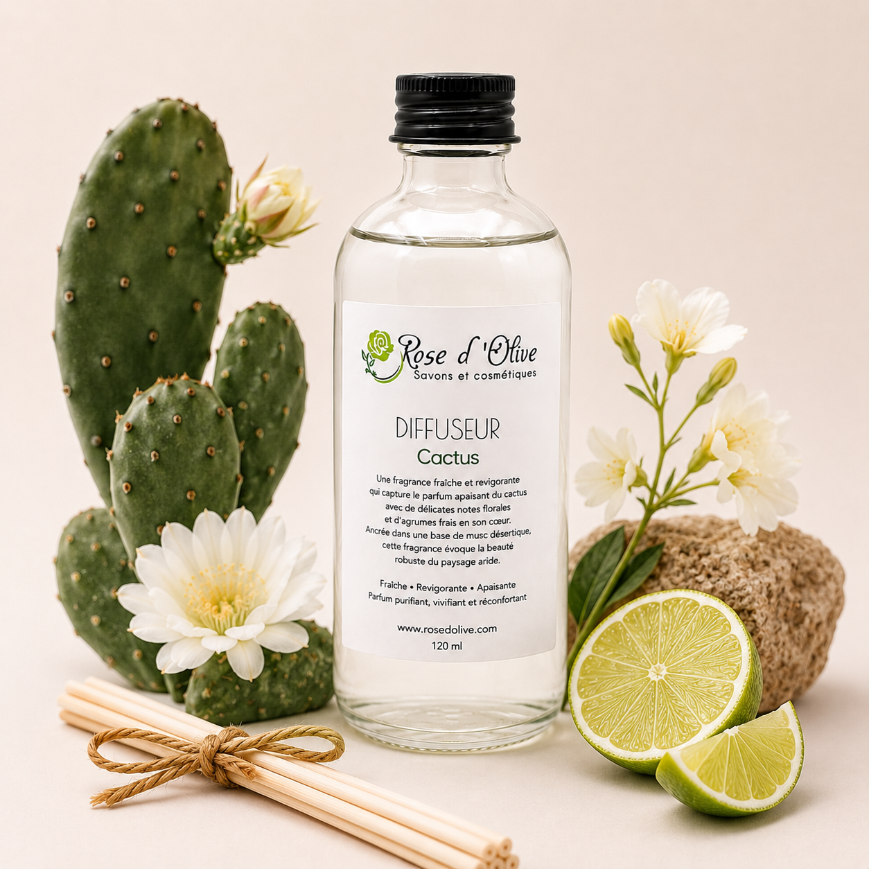 Diffuseur à roseaux artisanal |  Cactus