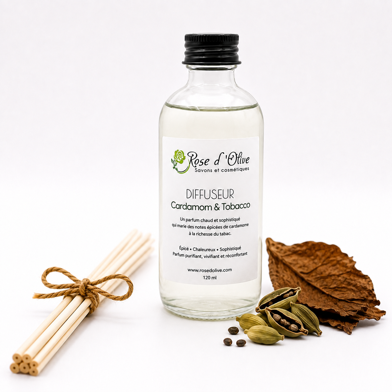 Diffuseur à roseaux artisanal |  Cardamom & Tobacco