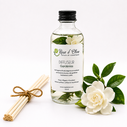 Diffuseur à roseaux artisanal |  Gardénias