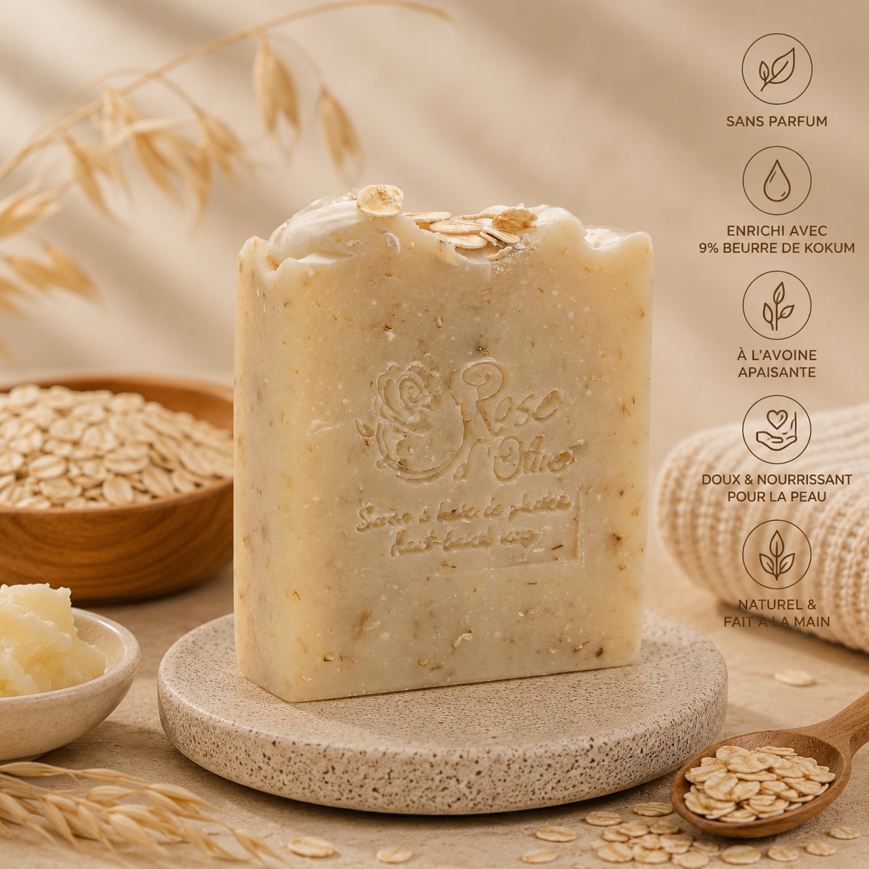 Savon Naturel Exfoliant sans parfum | Avoine
